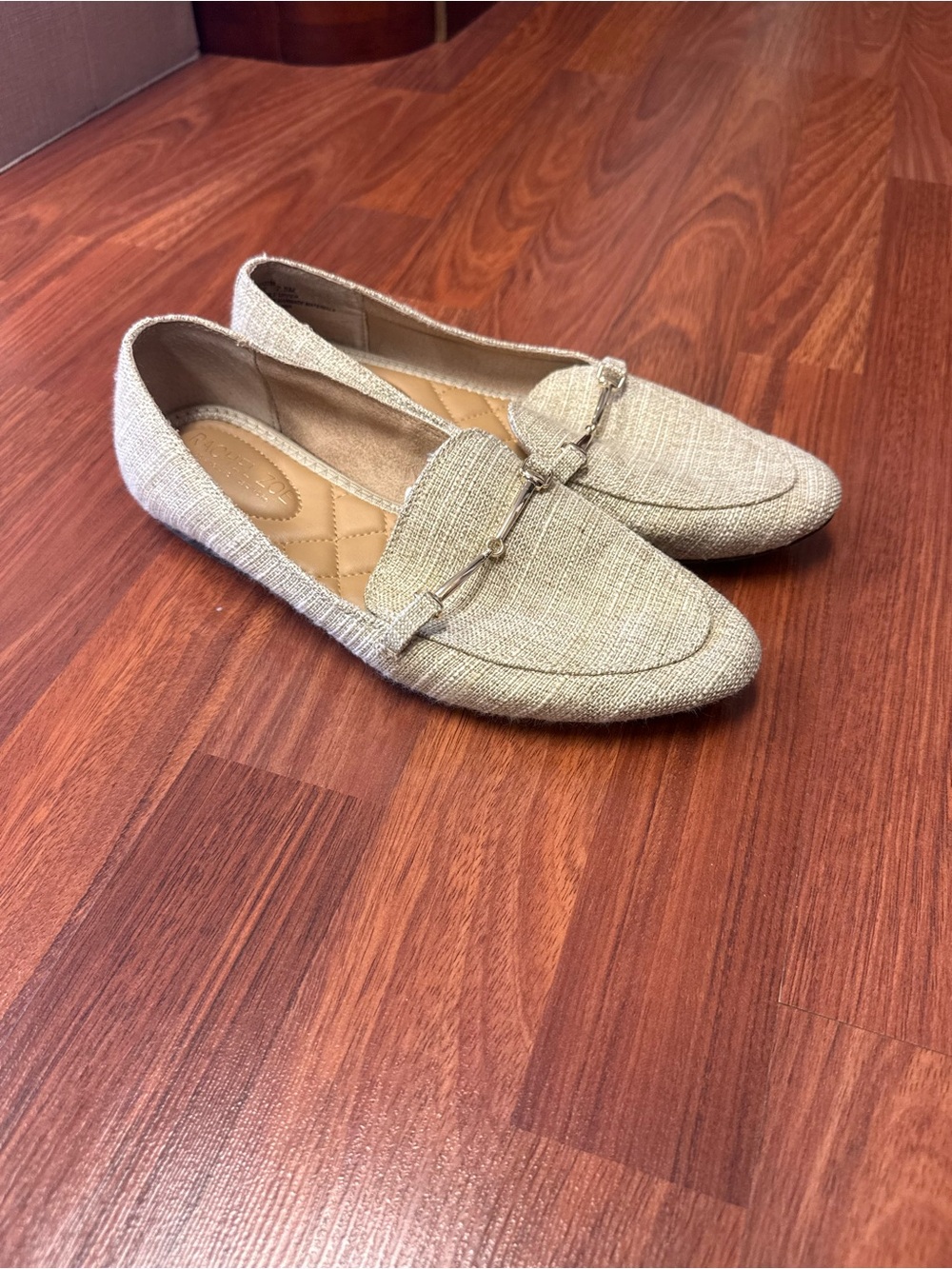 Rachel Zoe Neutral Tweed Loafers with Metal Bit